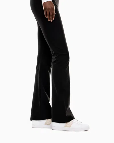 Ea7 Core Lady Stretch-cotton Jersey Bootcut Leggings In Black