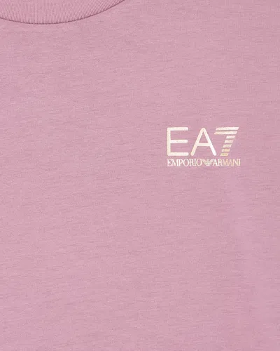 Ea7 Core Identity Girl Stretch Cotton-jersey Long-sleeved T-shirt In Pink