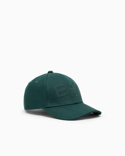 Ea7 Logo Series Cotton Baseball Cap In Green