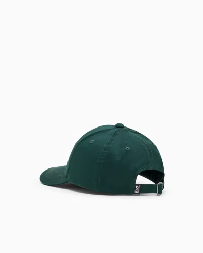 Ea7 Logo Series Cotton Baseball Cap In Green