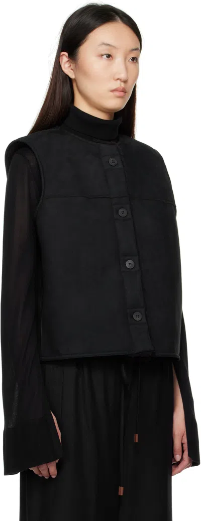 Le17septembre Black Faux-shearling Reversible Vest In Black