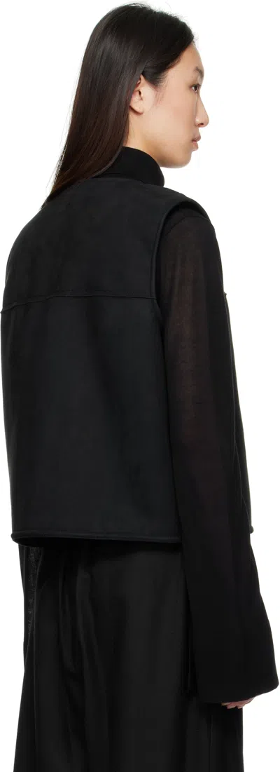 Le17septembre Black Faux-shearling Reversible Vest In Black