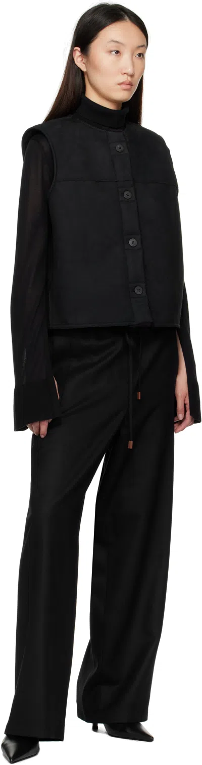 Le17septembre Black Faux-shearling Reversible Vest In Black