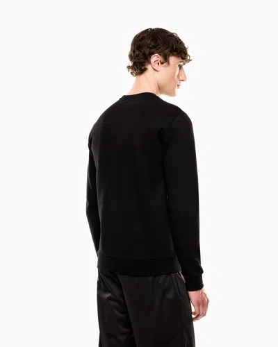 Ea7 Asv 7 Lines Crew-neck Sweatshirt In A Cotton Blend In Black