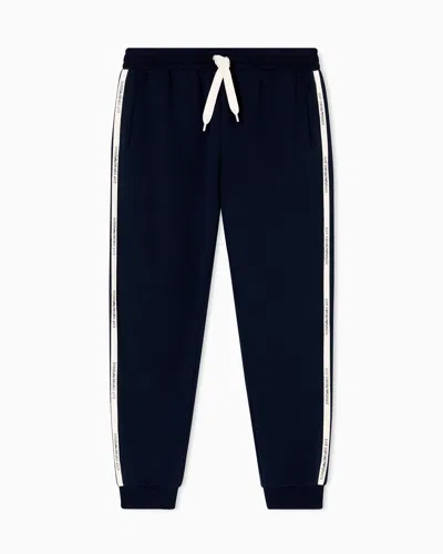 Ea7 Logo Series Cotton-blend Joggers In Blue
