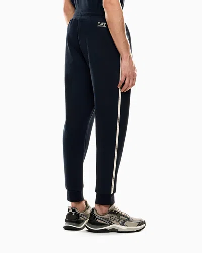 Ea7 Logo Series Cotton-blend Joggers In Blue