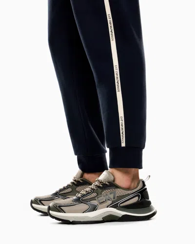 Ea7 Logo Series Cotton-blend Joggers In Blue