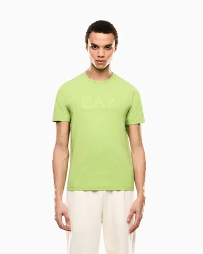 Ea7 Visibility Short-sleeved T-shirt In Cotton Stretch Jersey In Green