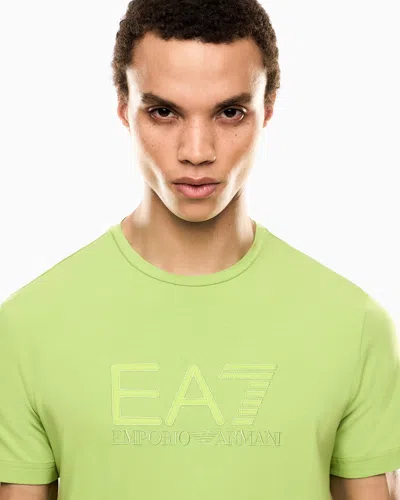 Ea7 Visibility Short-sleeved T-shirt In Cotton Stretch Jersey In Green