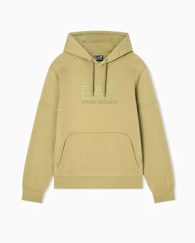Ea7 Visibility Cotton-blend Hooded Sweatshirt In Green