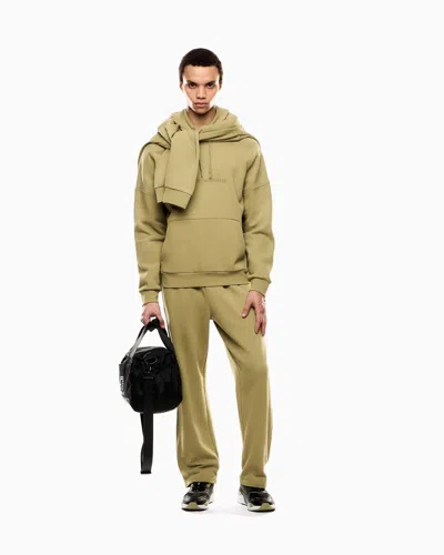 Ea7 Visibility Cotton-blend Hooded Sweatshirt In Green