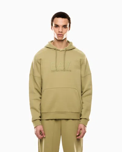 Ea7 Visibility Cotton-blend Hooded Sweatshirt In Green