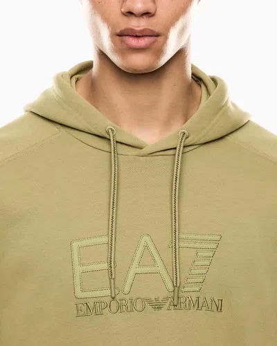 Ea7 Visibility Cotton-blend Hooded Sweatshirt In Green