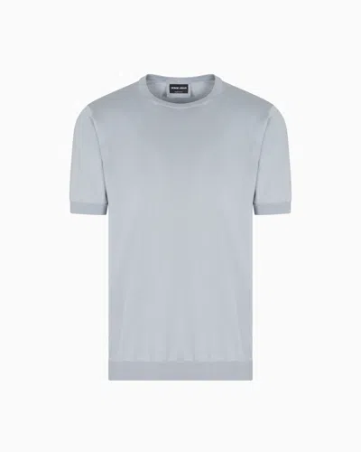 Giorgio Armani Short-sleeved, Crew-neck Jumper In Silk And Cotton