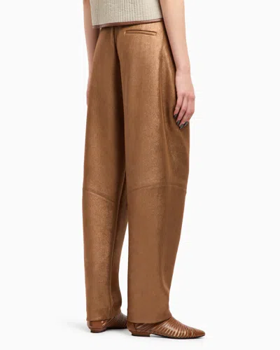 Giorgio Armani Double-sided Jersey Single-pleat Trousers In Brown