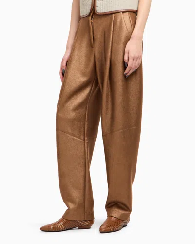 Giorgio Armani Double-sided Jersey Single-pleat Trousers In Brown