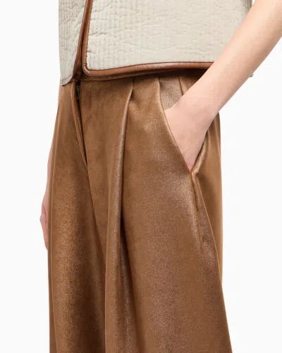 Giorgio Armani Double-sided Jersey Single-pleat Trousers In Brown