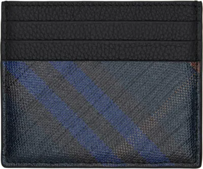 Burberry Navy Tall Check Card Holder