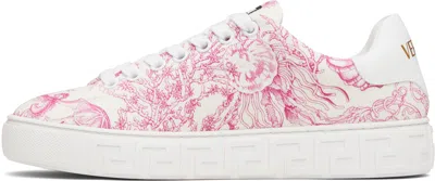 Versace Off-white & Pink Underwater Barocco Greca Sneakers