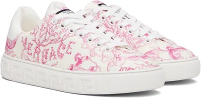 Versace Off-white & Pink Underwater Barocco Greca Sneakers