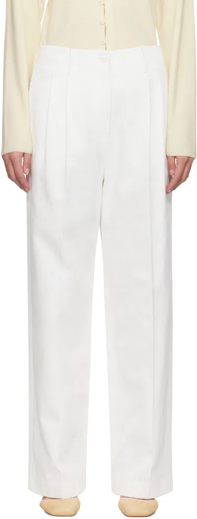 Le17septembre White Claire Cotton Twill Trousers In White
