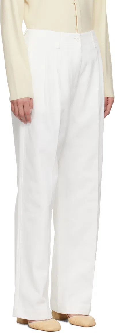 Le17septembre White Claire Cotton Twill Trousers In White