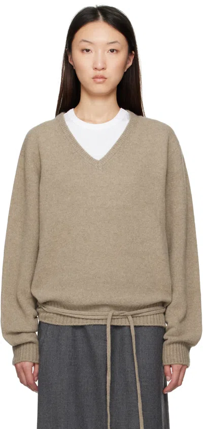 Le17septembre Taupe Alpaca V-neck Sweater In Neutral