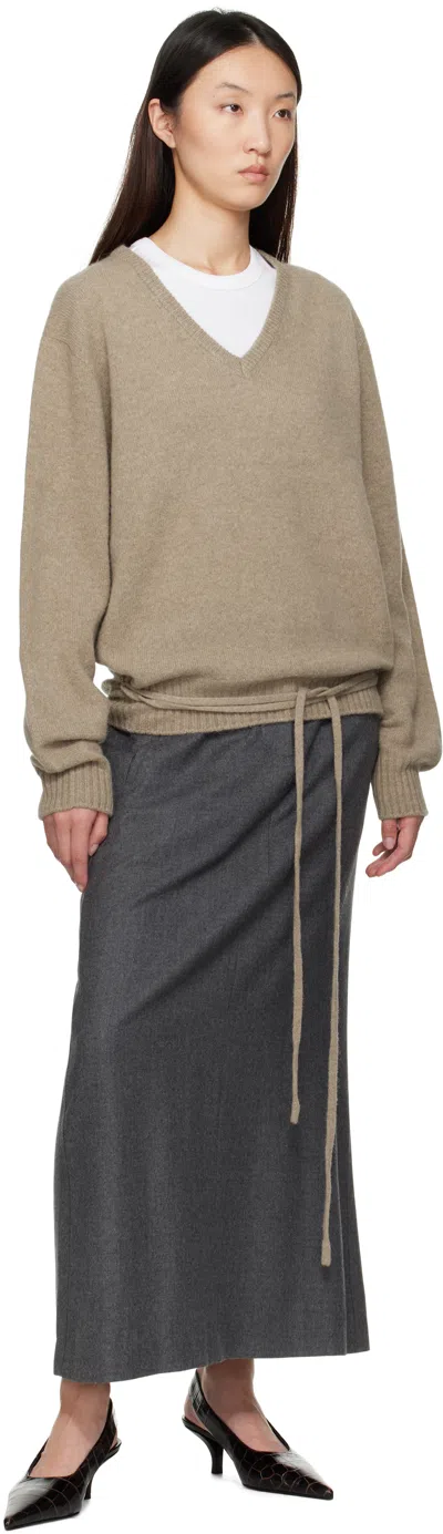 Le17septembre Taupe Alpaca V-neck Sweater In Neutral