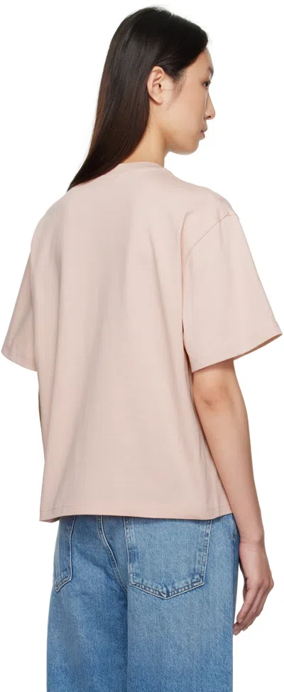 Moncler Pink Embroidered Cherry Logo Cotton T-shirt In Pink