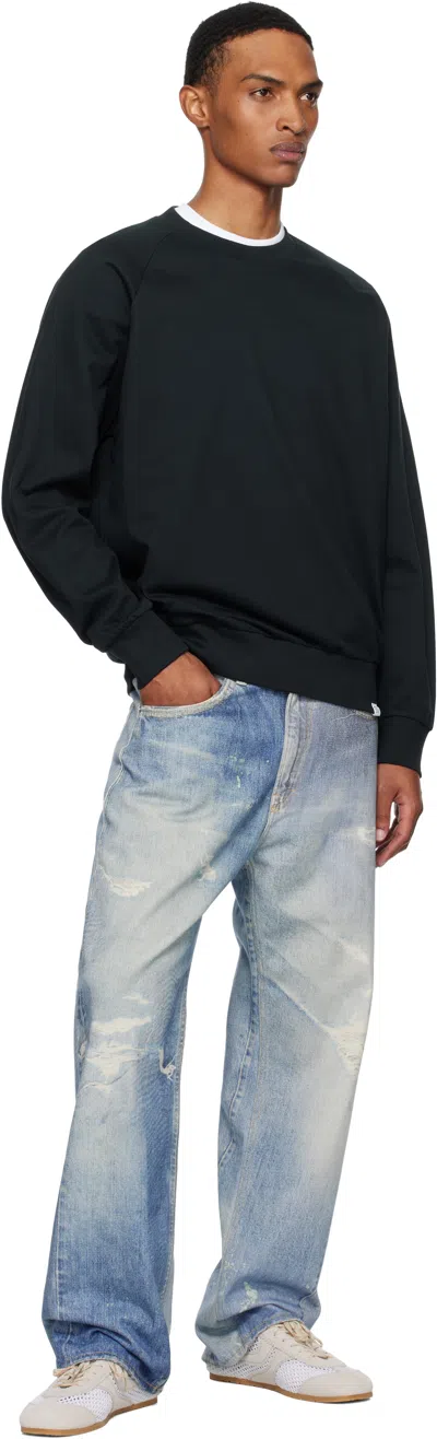 Norse Projects Navy Marten Relaxed Raglan Light Sweatshirt In Blue