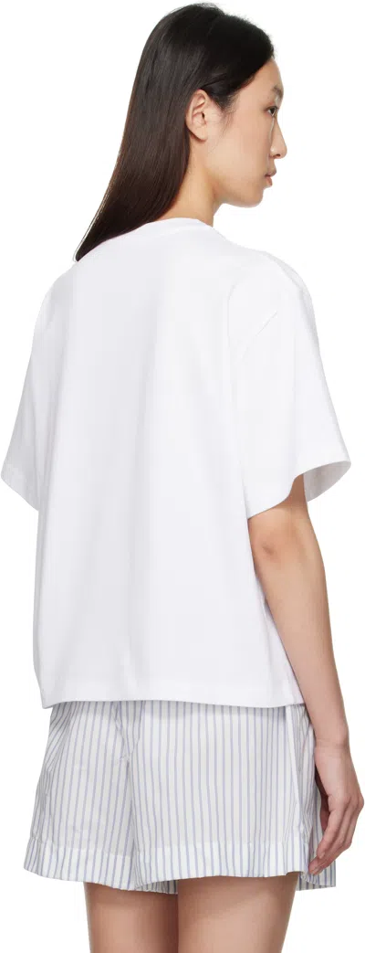 Moncler White Embroidered Cherry Logo Cotton T-shirt In White