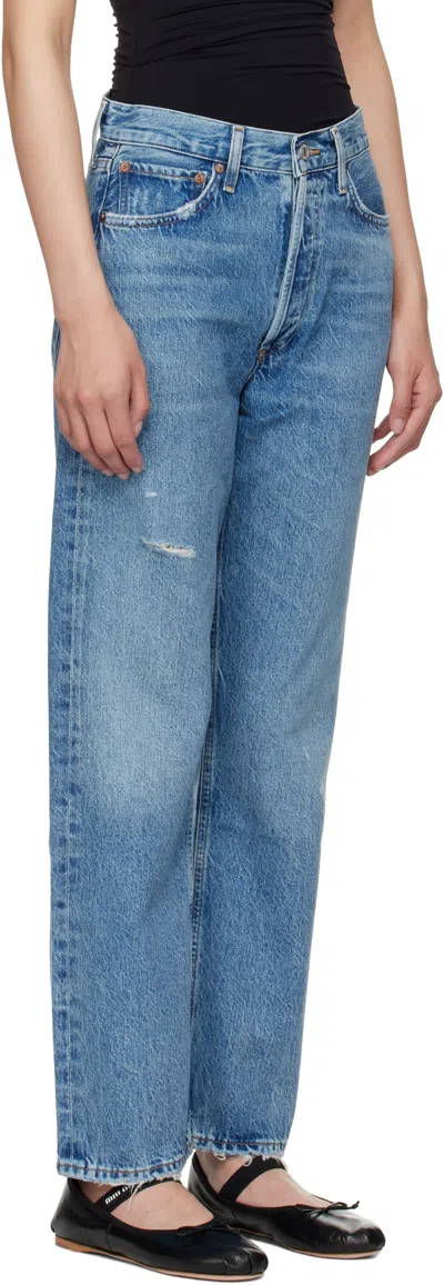Agolde 90's Crop Mid Rise Straight Jeans In Shrine In Blue