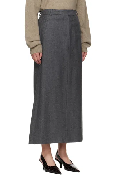 Le17septembre Gray Wool Tailored Maxi Skirt