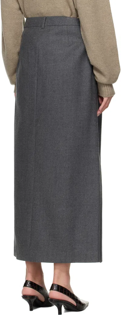 Le17septembre Gray Wool Tailored Maxi Skirt