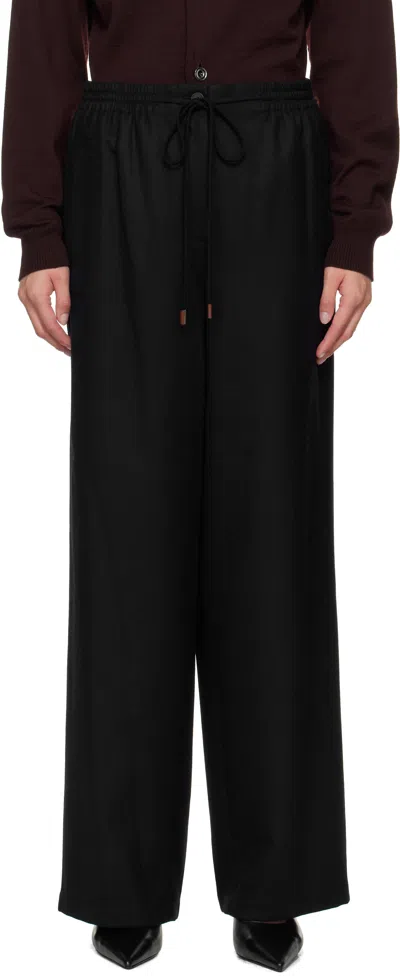 Le17septembre Navy Drawstring Easy Wool Trousers In Black