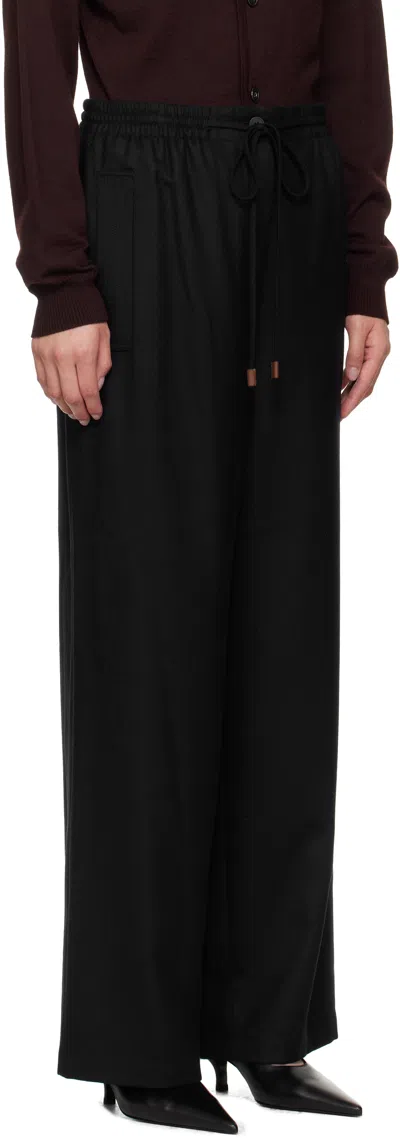 Le17septembre Navy Drawstring Easy Wool Trousers In Black