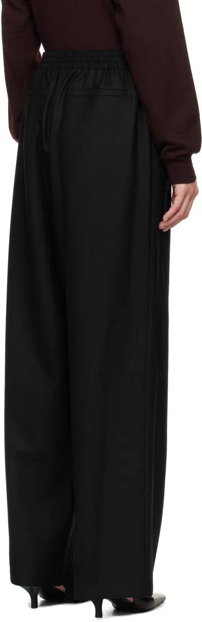 Le17septembre Navy Drawstring Easy Wool Trousers In Black