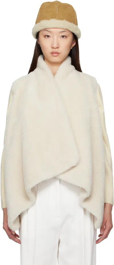 Le17septembre Beige Shawl Collar Faux-shearling Vest In White