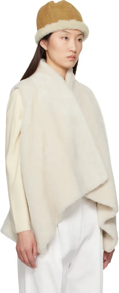 Le17septembre Beige Shawl Collar Faux-shearling Vest In White