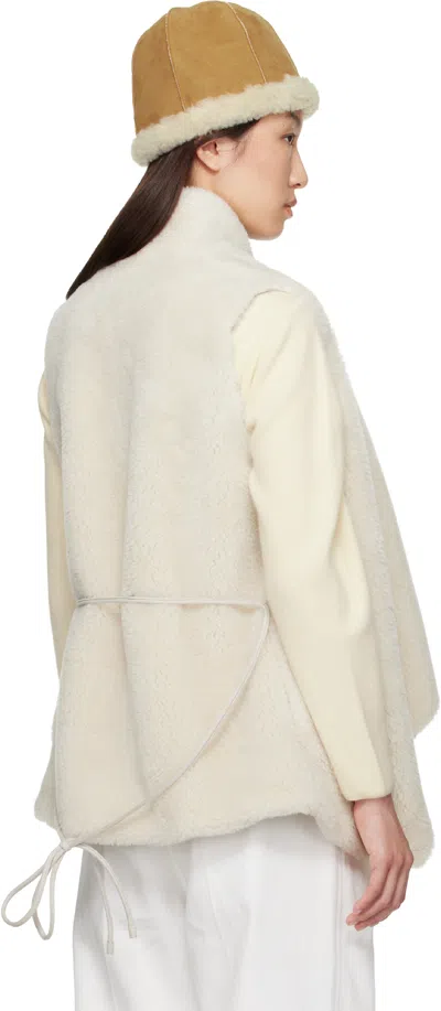 Le17septembre Beige Shawl Collar Faux-shearling Vest In White