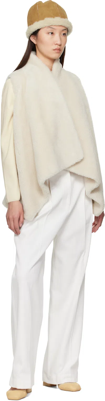 Le17septembre Beige Shawl Collar Faux-shearling Vest In White