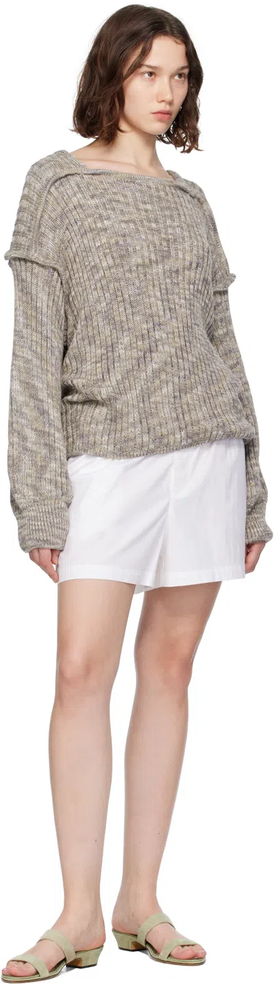 Baserange Square Neck Long Sleeve Sweater In Metallic