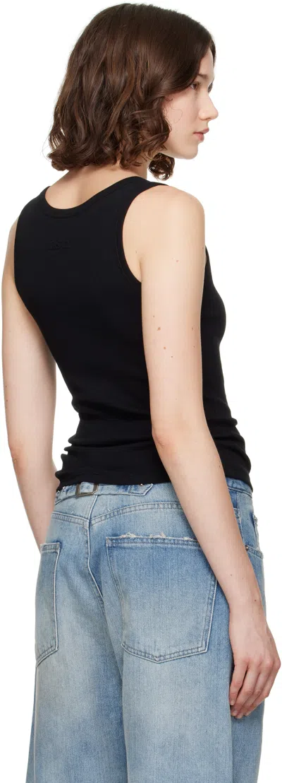 Versace Safety Pin Ribbed Tank Top In Black