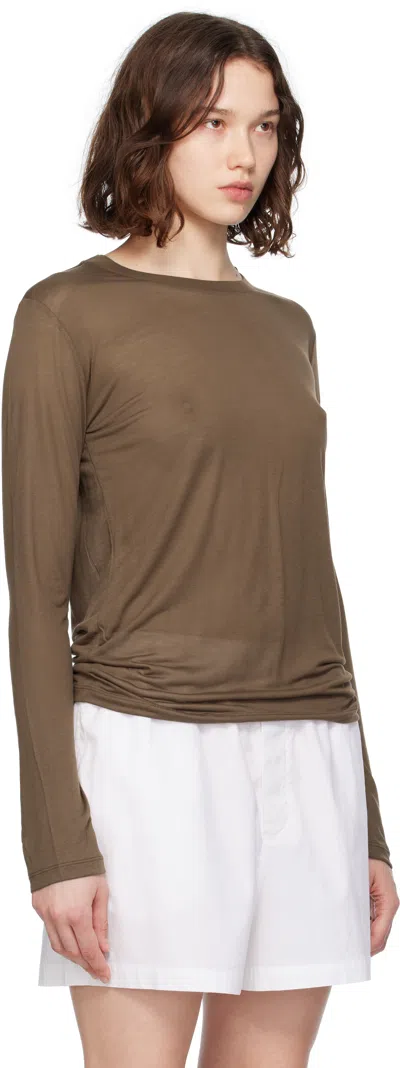 Baserange Brown Long Sleeve T-shirt In Brown