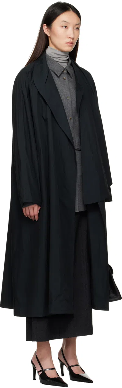Le17septembre Navy Scarf Trench Coat In Black