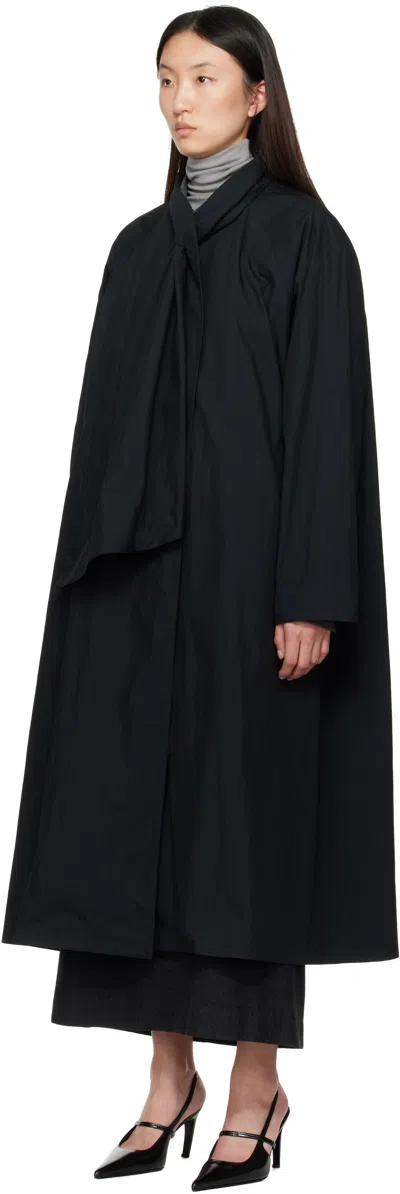Le17septembre Navy Scarf Trench Coat In Black