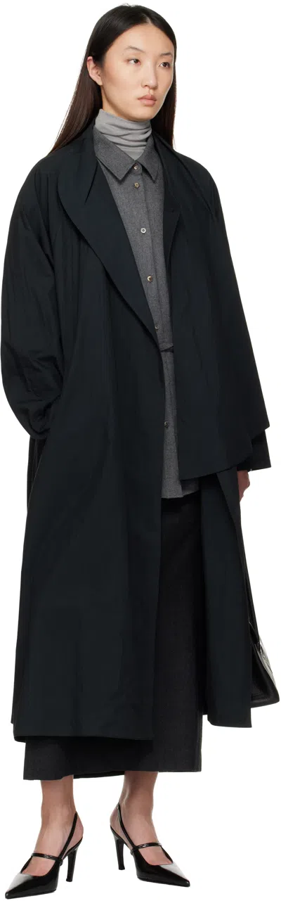 Le17septembre Navy Scarf Trench Coat In Black