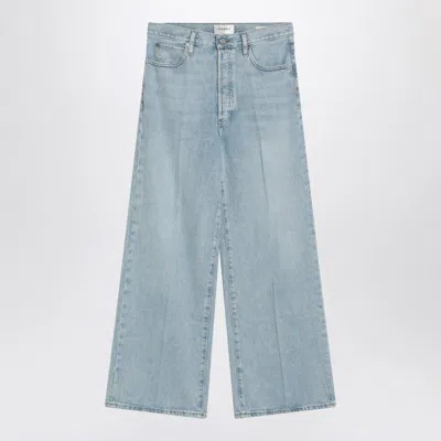 Frame Low Baggy Wide Leg Jeans In Organic Denim In Blue