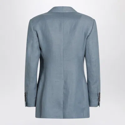 Brunello Cucinelli Women's Avio-coloured Linen Blend Jacket In Blue
