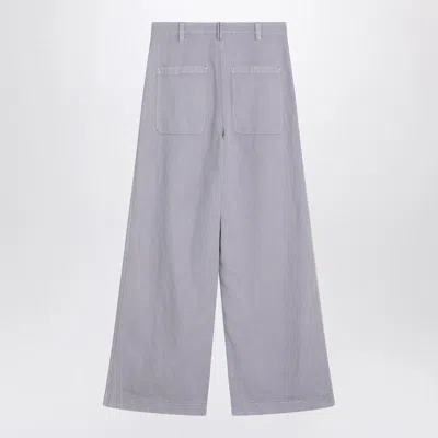 Brunello Cucinelli Violet Pants With Monil Detail On The Loop And Wide Leg In Cotton And Linen Blend Woman In Purple